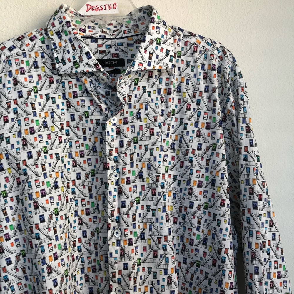 Bugatchi Shaped Fit Window Stairs Ls Button Shirt - image 1